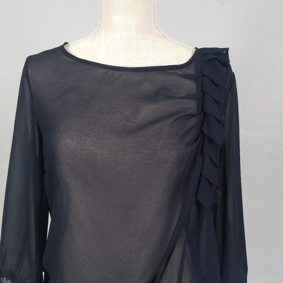 BANANA REPUBLIC Sheer Pleated Detail Blouse Sz M - Picture 3 of 8